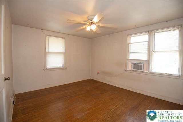 665 Furnace St, Emmaus Borough, PA 18049 - unfurnished room with healthy amount of natural light, a ceiling fan, wood finished floors, and cooling unit
