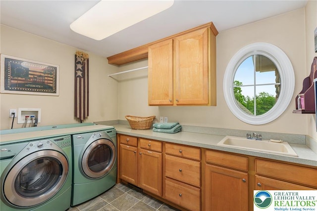 6335 Sweetbriar Ln, Upper Milford Twp, PA 18092 - washroom featuring washing machine and clothes dryer and cabinet space
