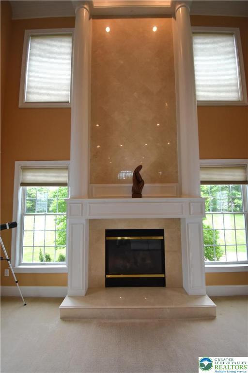 55 Forrest Stand Dr, Easton, PA 18042 - detailed view of baseboards, a high end fireplace, and carpet floors