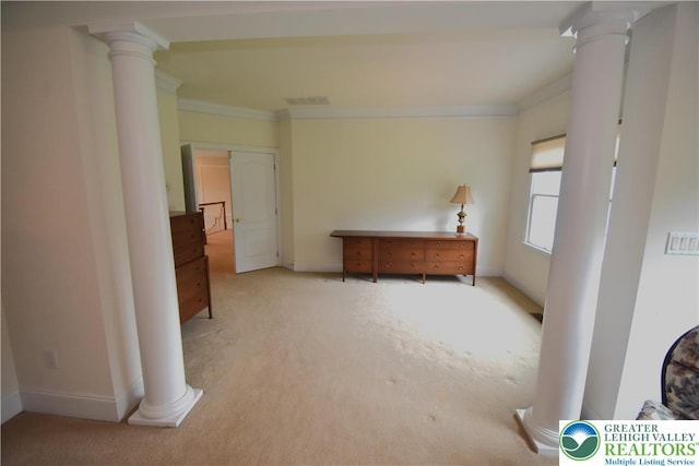 55 Forrest Stand Dr, Easton, PA 18042 - bedroom with decorative columns, carpet flooring, ornamental molding, and baseboards