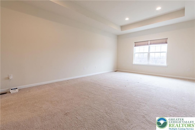 4251 Beech Dr, Lower Nazareth Twp, PA 18064 - empty room with baseboards, light colored carpet, recessed lighting, and a raised ceiling