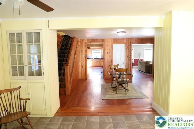 118 Burgoon Rd, Stroud Twp, PA 18301 - dining room with a ceiling fan and crown molding
