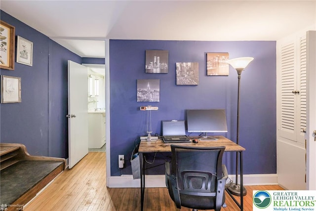 6650 Mountain Rd, Macungie Boro, PA 18062 - office area with hardwood / wood-style flooring and baseboards