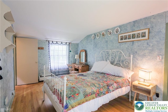 6650 Mountain Rd, Macungie Boro, PA 18062 - bedroom featuring wallpapered walls and wood finished floors