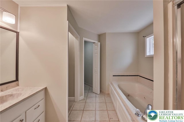 205 Osprey Way, Middle Smithfield Twp, PA 18302 - full bathroom featuring vanity, a jetted tub, and tile patterned floors