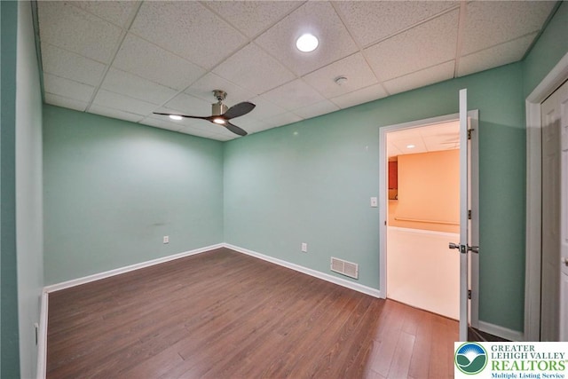 205 Osprey Way, Middle Smithfield Twp, PA 18302 - spare room featuring ceiling fan, wood finished floors, and a drop ceiling