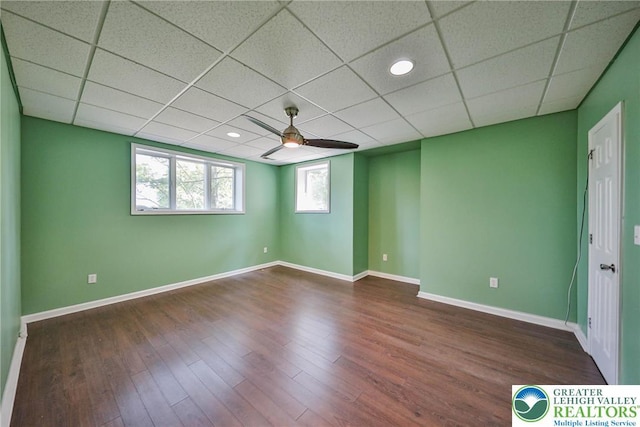 205 Osprey Way, Middle Smithfield Twp, PA 18302 - empty room with ceiling fan, dark wood finished floors, and a drop ceiling