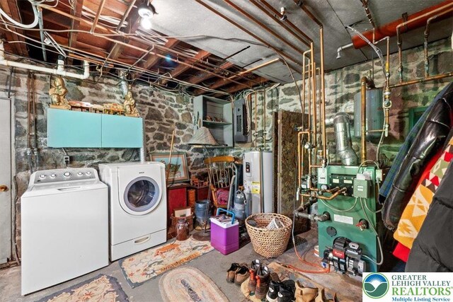 1341 Beaver Valley Rd, Hamilton Twp, PA 18360 - unfinished below grade area with independent washer and dryer, water heater, and a heating unit