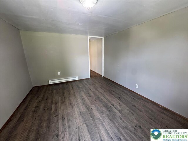 226 E Snyder Ave, Lansford Boro, PA 18232 - empty room featuring a baseboard radiator and dark wood-style flooring