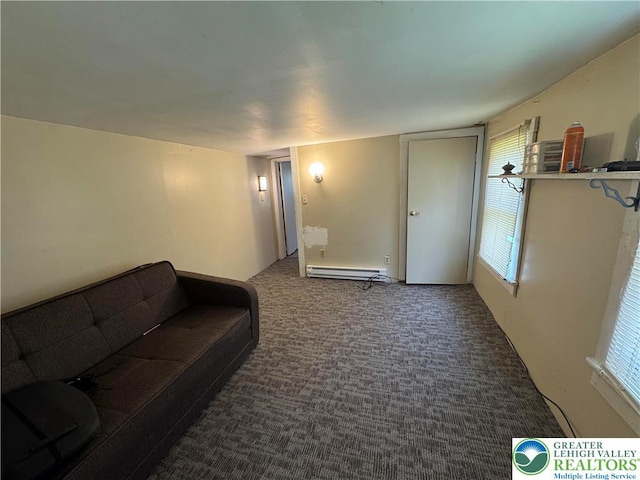 226 E Snyder Ave, Lansford Boro, PA 18232 - living area with a baseboard radiator, carpet flooring, and healthy amount of natural light