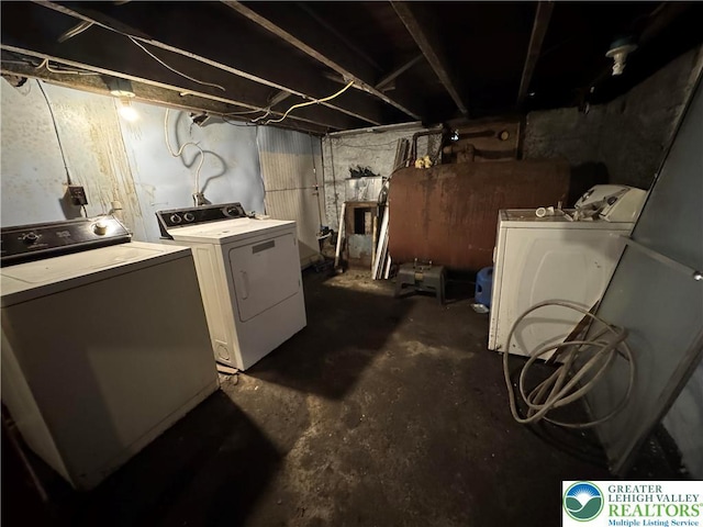 226 E Snyder Ave, Lansford Boro, PA 18232 - unfinished basement featuring washing machine and clothes dryer and oil tank