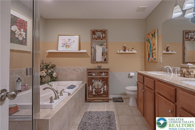 4549 Woodbrush Way, Upper Macungie Twp, PA 18104 - bathroom featuring double vanity, a bath, and tile patterned flooring