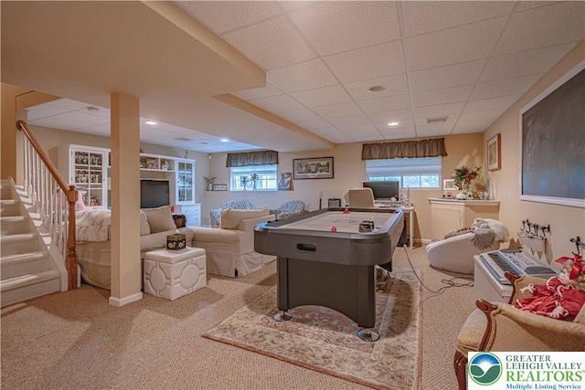 4549 Woodbrush Way, Upper Macungie Twp, PA 18104 - playroom featuring carpet floors, plenty of natural light, and a paneled ceiling