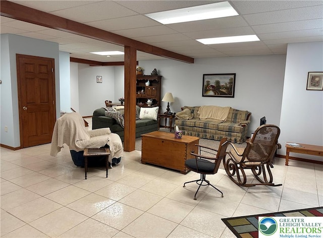 1437 Nectarine Rd, Lehigh Twp, PA 18038 - living room featuring a drop ceiling and light tile patterned floors