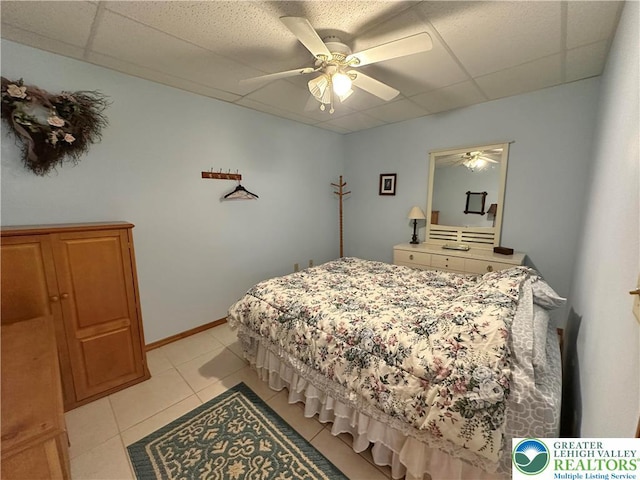 1437 Nectarine Rd, Lehigh Twp, PA 18038 - bedroom featuring a paneled ceiling, light tile patterned flooring, and ceiling fan