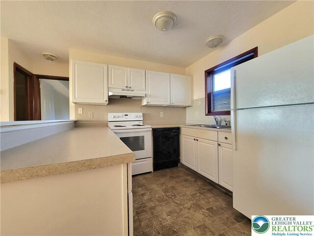 115 Foxfire Unit 306, Mount Pocono Boro, PA 18334 - kitchen with white appliances, under cabinet range hood, white cabinetry, and light countertops