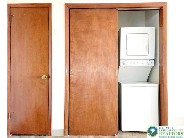 115 Foxfire Unit 306, Mount Pocono Boro, PA 18334 - laundry area featuring estacked washer and dryer