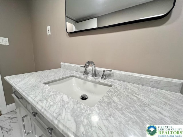 820 Ridge St, West Easton Borough, PA 18042 - bathroom with vanity and marble look tile flooring