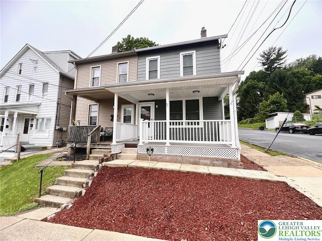 820 Ridge St, West Easton Borough, PA 18042 - townhome / multi-family property with covered porch and a chimney