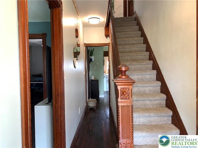665 Walnut St, Emmaus Borough, PA 18049 - stairway featuring wood-type flooring and baseboards