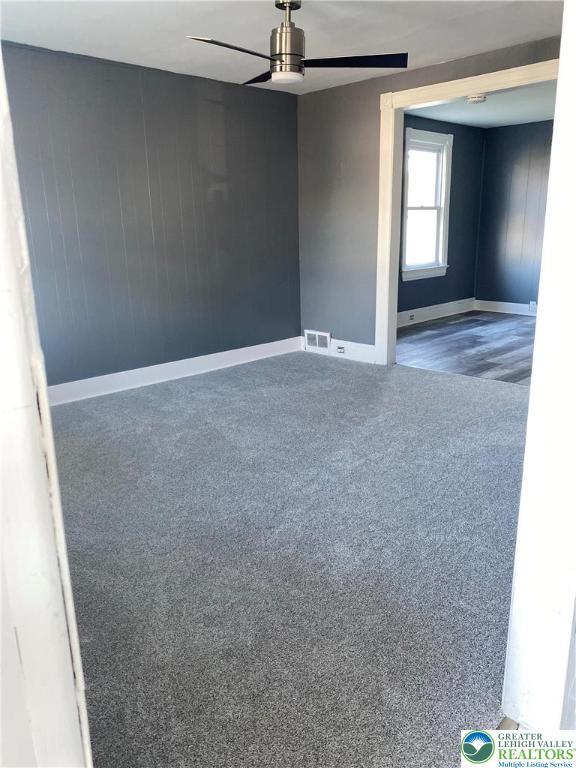2236 2nd St, Easton, PA 18042 - empty room with ceiling fan and carpet