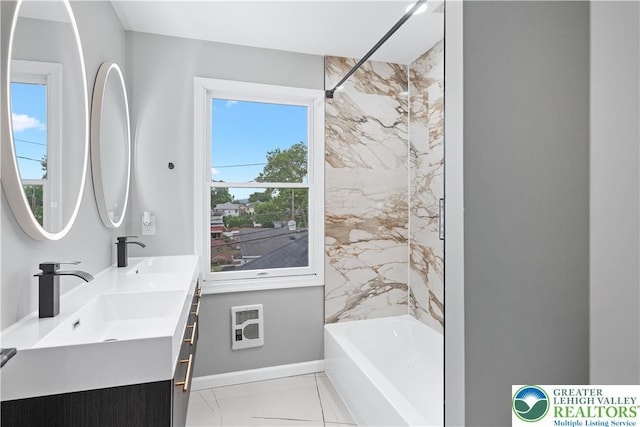 616 Highland Ave, Bethlehem City, PA 18018 - bathroom featuring double vanity and heating unit