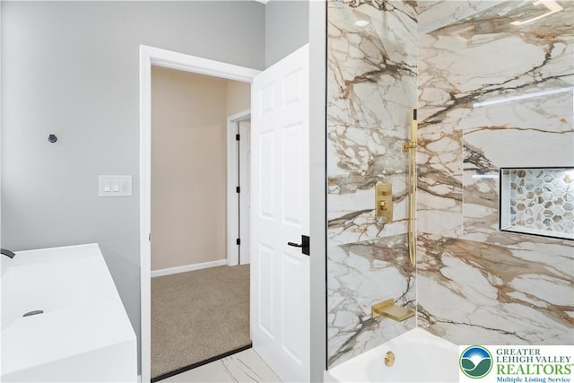 616 Highland Ave, Bethlehem City, PA 18018 - bathroom with vanity and bathtub / shower combination