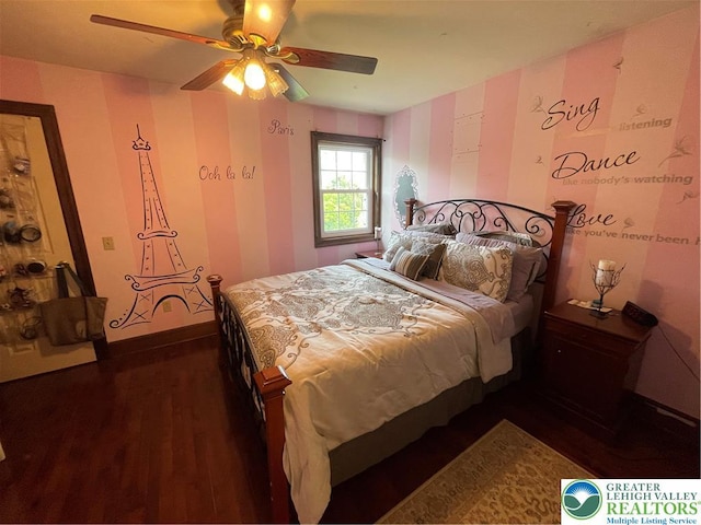 459 Mount Pleasant Rd, Washington Twp, PA 18013 - bedroom featuring dark wood-type flooring and ceiling fan