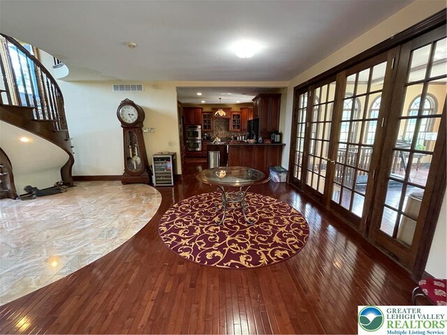 459 Mount Pleasant Rd, Washington Twp, PA 18013 - foyer entrance featuring wood-type flooring, stairs, and wine cooler