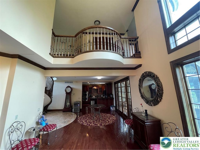 459 Mount Pleasant Rd, Washington Twp, PA 18013 - foyer entrance with a towering ceiling, wood finished floors, french doors, and stairway