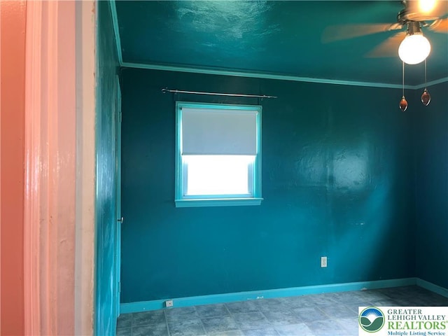 2115 Fireside Dr, Bethlehem City, PA 18018 - empty room with a ceiling fan and crown molding
