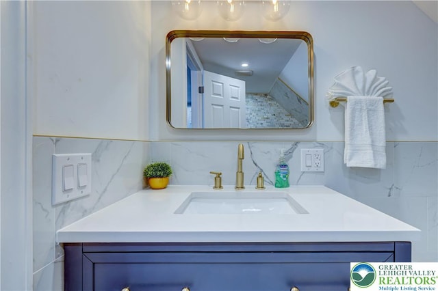 143 Cathleen Dr, Price Twp, PA 18302 - bathroom featuring vanity and backsplash