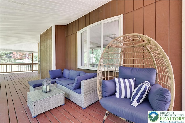 143 Cathleen Dr, Price Twp, PA 18302 - wooden terrace featuring an outdoor hangout area