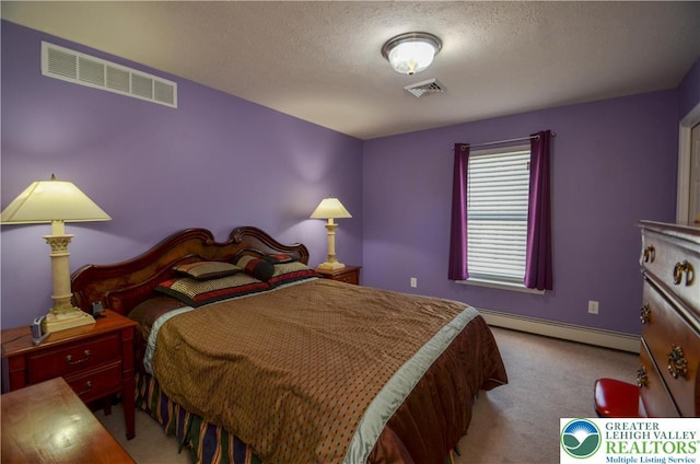 1214 Shadblow Rd, Tobyhanna Twp, PA 18346 - carpeted bedroom featuring a baseboard heating unit and a textured ceiling