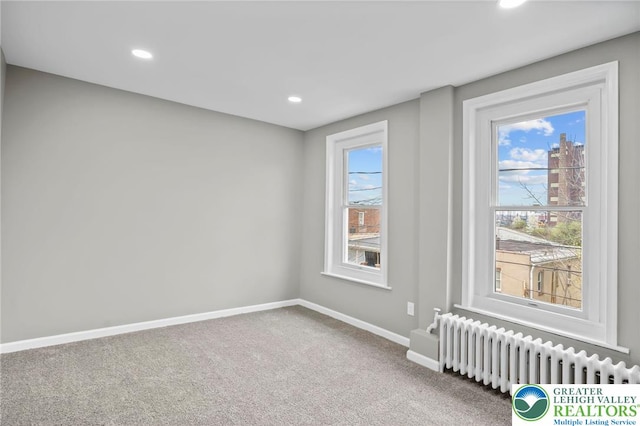 1478 E 5th St, Bethlehem City, PA 18015 - empty room with radiator, carpet floors, and recessed lighting