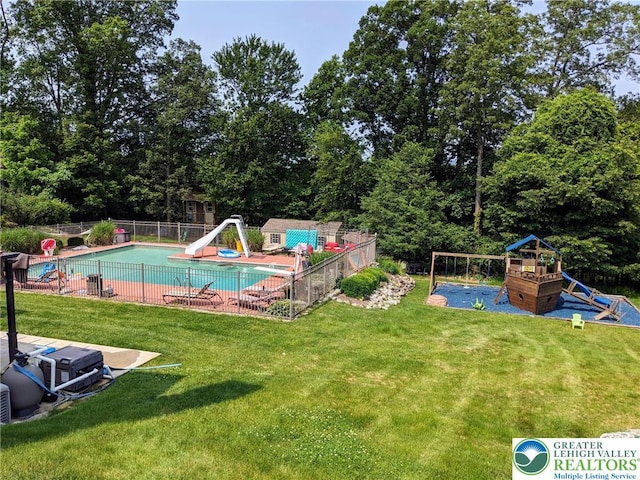 131 Winding Way, Washington Twp, PA 18013 - view of pool with a water slide and view of scattered trees