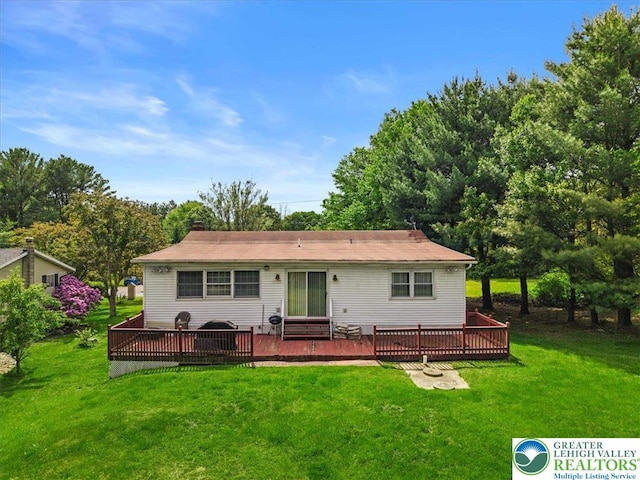 3315 Aspen Rd, Polk Twp, PA 18058 - back of property with a wooden deck and a yard