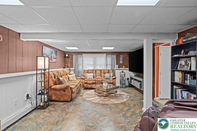 3315 Aspen Rd, Polk Twp, PA 18058 - living area featuring a paneled ceiling and wooden walls