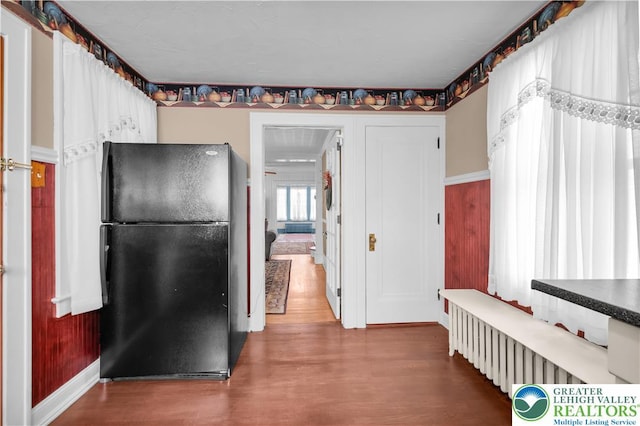600 S Hoffert St, Fountain Hill Boro, PA 18015 - kitchen with freestanding refrigerator and wood finished floors