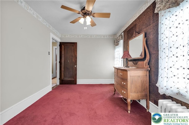 600 S Hoffert St, Fountain Hill Boro, PA 18015 - carpeted bedroom with radiator and a ceiling fan
