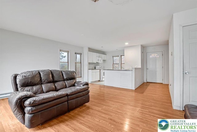 417 Hickory Dr, Jackson Twp, PA 18372 - living room featuring light wood-style floors and recessed lighting