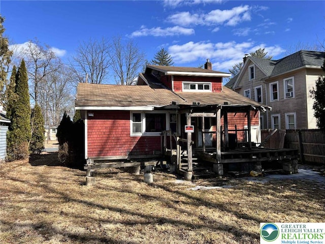 22 Fetherman, Stroudsburg, PA 18360 - view of front of property with a deck and a chimney