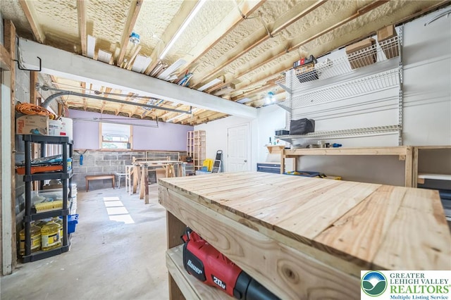 2922 Dogwood Dr, Coopersburg Boro, PA 18036 - garage with a workshop area and concrete block wall