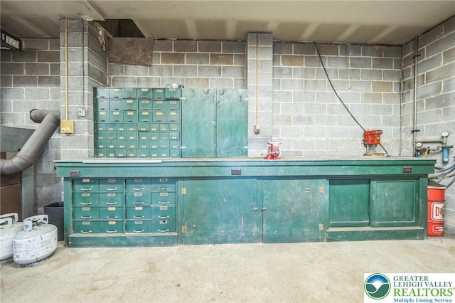 2922 Dogwood Dr, Coopersburg Boro, PA 18036 - bathroom featuring concrete block wall and concrete flooring