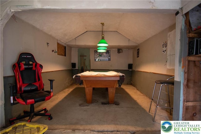 1208 E Susquehanna St, Salisbury Twp, PA 18103 - rec room featuring billiards and lofted ceiling