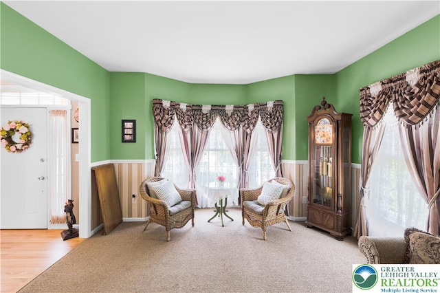 3780 Barlow Pl, Bethlehem Twp, PA 18020 - sitting room featuring wainscoting, wood finished floors, and carpet