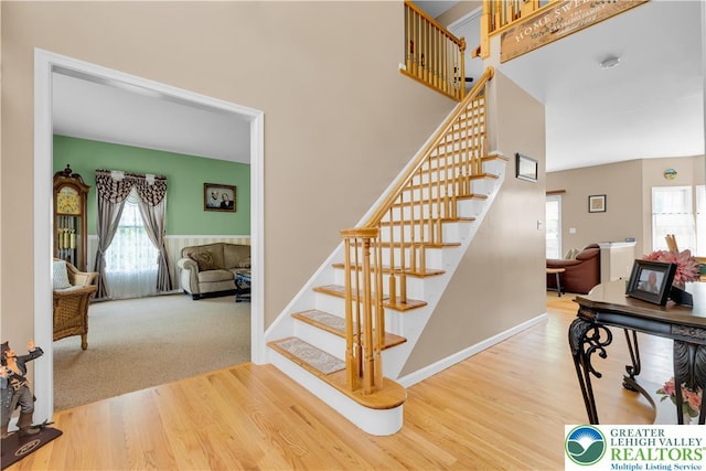 3780 Barlow Pl, Bethlehem Twp, PA 18020 - staircase with wood finished floors and plenty of natural light