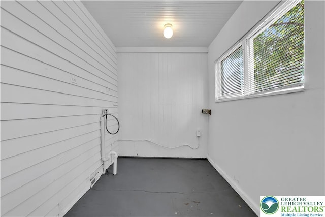 834 Bushkill St, Easton, PA 18042 - laundry area featuring wooden walls