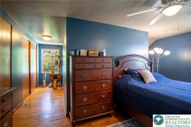 7035 Scenic Dr, Bloomsburg, PA 17815 - bedroom featuring light wood finished floors and a ceiling fan
