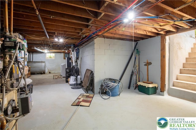 7035 Scenic Dr, Bloomsburg, PA 17815 - basement featuring heating fuel and stairs